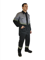 Костюм мужской "Южная Широта" (куртка, полукомбинезон) цвет чёрный/серый. Минпромторг